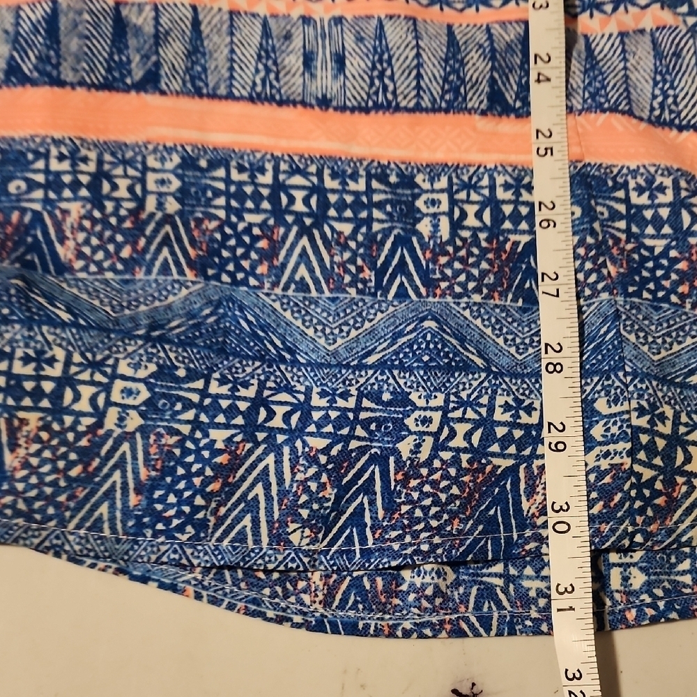 HeartSoul Blue and Orange Puff Sleeve Mini Dress - Picture 7 of 8